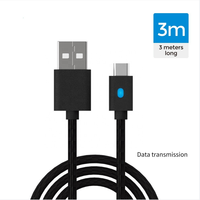 Ancreu Dobe Original Câble de chargement de données USB Type-C de 3 mètres pour PS5 /Nintendo Switch Voyant LED