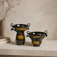 Vase à fleurs en céramique fait main Jossin avec rubans et décorations en forme d'oreilles pour salons et décorations de mariage