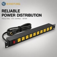 PDU certifiée 1U 19'' C13 C19 Universelle Allemagne Royaume-Uni États-Unis 6 8 10 12 Voies Unité de Distribution d'Alimentation pour Montage en Armoire de Serveur