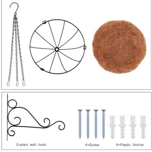 Kim loại Treo Giỏ trồng với Dừa Xơ dừa lót vòng dây nhà máy giỏ ngoài trời wicker cây hình dạng Kim Loại Nhà máy đứng - Product Image 6