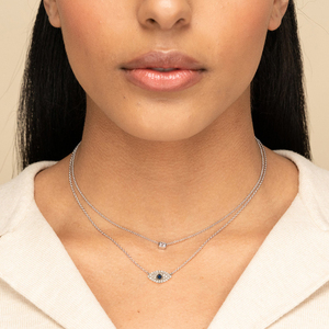 จี้เพชรเซอร์คอนคริสตัลรูปดวงตาสีฟ้า ROXI ชุบทอง 18k พร้อมสร้อยคอเงินสำหรับผู้หญิง - Product Image 4