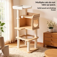 Grand arbre à chat en bois personnalisé avec logo de marque, tour d'activités multi-plateformes pour plusieurs chats, pour le jeu et le repos quotidiens