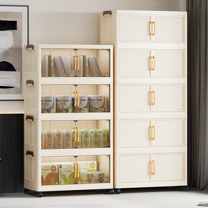 <span class=keywords><strong>Armario</strong></span> de <span class=keywords><strong>almacenamiento</strong></span> de ropa plegable multifuncional 85, para uso doméstico en el dormitorio, desmontable, con ruedas, de plástico. - Product Image 5