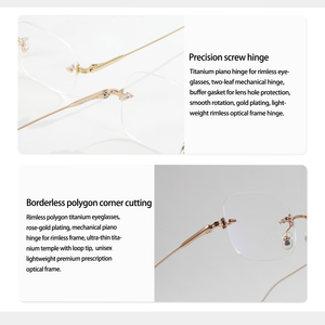 Monture de lunettes optiques sans monture en titane ultra-légère pour myopie, montures de lunettes de vue pour femmes et hommes, logo personnalisé OEM - Product Image 6