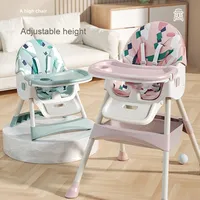 Chaise de salle à manger réglable en bambou pour enfants Table à manger portable pliable pour bébé pour l'alimentation combinée avec une chaise de salle à manger à roulettes