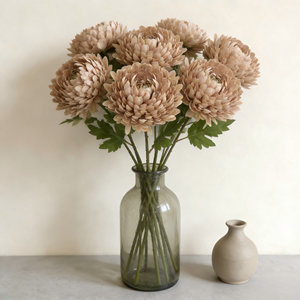 Flores Artificiales de Seda, Rama de Crisantemo con Hojas Verdes, Tallo de Crisantemo Grande Artificial para Arreglos Florales - Product Image 3