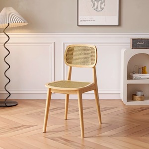 Silla de Comedor Moderna Nórdica de Madera Maciza con Respaldo de Ratán, Ligera, Duradera, Diseño en Forma de K, para Restaurante, Exterior, Villa - Product Image 4