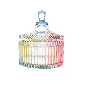 绚丽的彩虹颜色糖果玻璃瓶绗缝欧式风格糖果容器优质水果玻璃罐