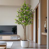 Vente chaude Pot Noir Myrte Pêche Fleur Branche Buis Arbre Artificiel En Plastique Verdure Plantes pour La Maison ou Le Bureau Décor