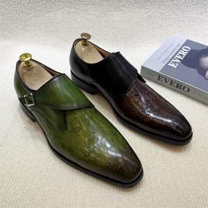 Chaussures de bureau formelles pour hommes, dessus en cuir véritable, semelle antidérapante, confort doux, couleur verte - Product Image 2