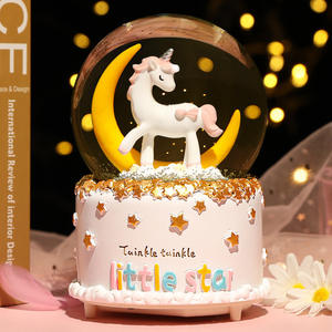 Licorne boîte aveugle boîte à musique pour cadeau <span class=keywords><strong>boule</strong></span> de cristal lumineuse avec coeur flocon de neige résine <span class=keywords><strong>boule</strong></span> à neige romantique décor à la maison - Product Image 5