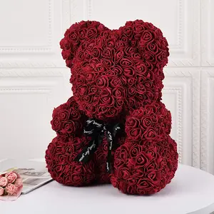로맨틱 로즈 베어 사랑스러운 테디 새끼 곰 영원히 장미 꽃 곰 PE 거품 인공 시뮬레이션 꽃 기념일 크리스마스