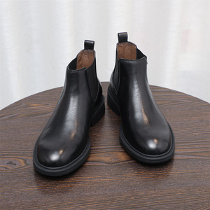 Bottines décontractées pour hommes pour hommes rétro vache en cuir véritable plate-forme épaisse marche <span class=keywords><strong>moto</strong></span> <span class=keywords><strong>botte</strong></span> chaussures habillées élégant Preppy - Product Image 2