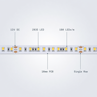 Bande lumineuse LED 24V 2835 240LEDs/m 15mm 3000K Blanc chaud Ra80 IP20 CE RoHS Rouleau de 5m Télécommande Dimmable Garantie 2 ans FPCB