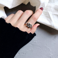 Vente en gros Bague ajustable portée à la main en argent S925 Personnaliser les anneaux noués vintage ouverts