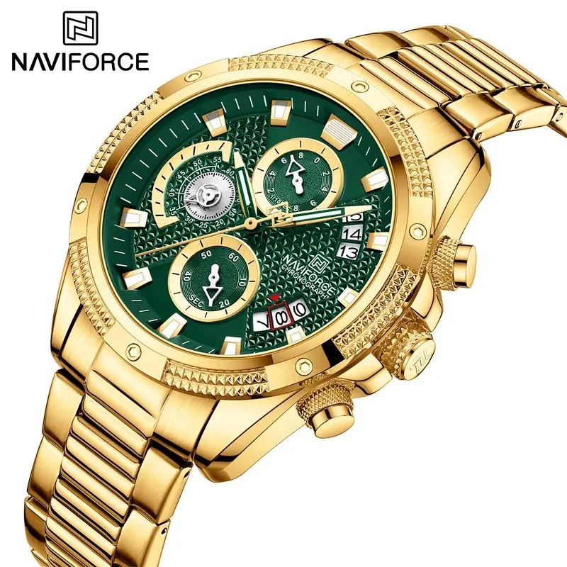 2022 NAVIFORCE Men's Luxury Stainless Steel De Quartzo Wrist Watches for Male Casual Sport Luminous Relogio Masculino