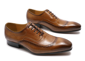 รองเท้าหนังอิตาลีสีดำแบบผูกเชือกของ Felix Chu รองเท้าหนังกลับ Brock สำหรับผู้ชาย - Product Image 2