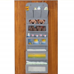 Organizzatore <span class=keywords><strong>da</strong></span> Appendere Sopra la Porta con 7 Tasche Pieghevoli e Ganci in Metallo per Armadio e Nursery - Product Image 4