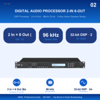 Processeur DSP HKNC HK-C26 2 entrées 6 sorties, échantillonnage 96 kHz pour événements en direct, scène, église, réunion, système sonore