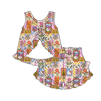 Ensemble de pyjamas en bambou pour bébé fille, nouveau style, imprimé personnalisé, débardeurs et shorts pour filles, tenues d'été pour filles, bébés
