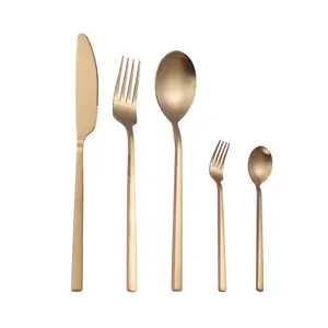 430 Stainless Steel Knife Fork Spoon Square Handle Western Tableware Silverware Matte Cutlery Set Supermarket Gifts