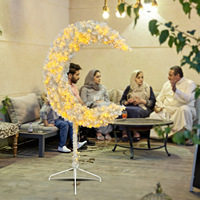 Ornement Croissant de Lune de l'Aïd Ramadan - Décoration Suspendue Étanche Couleur Framboise pour Maison, Mariage, Fête, Festival, Scène DIY