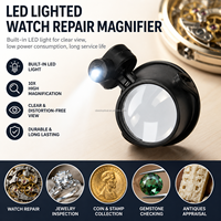 Loupe de poche Camman MG13B-A en acrylique avec 1 lumière LED et un diamètre de lentille de 30 mm pour la réparation de montres