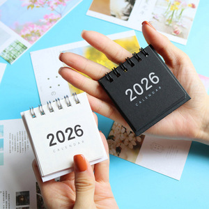 Lịch Để Bàn Mini 2025 2026 với đồng hồ đơn giản tối giản thẻ đục lỗ retro và lịch âm trang trí máy tính để bàn - Product Image 1