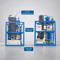 Machine à glace industrielle à tubes de grande taille avec 5 diamètres sélectionnables de 19 à 42 mm, évaporateur en acier inoxydable de qualité alimentaire