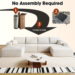 Canapé modulaire Cloud avec 1 ottoman, canapés rembourrés modernes et minimalistes, canapé en forme de U confortable pour le salon - Product Image 5