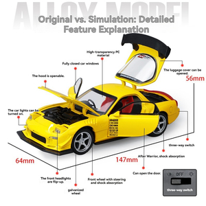 รถโมเดล Mazd RX7 FD3S อัลลอยด์ ไดแคสต์ ขนาด 1:32 แบบดึงถอยหลัง รถสปอร์ตจำลอง ของเล่นเด็ก ตกแต่งบ้าน ล้อซูปรา - Product Image 5