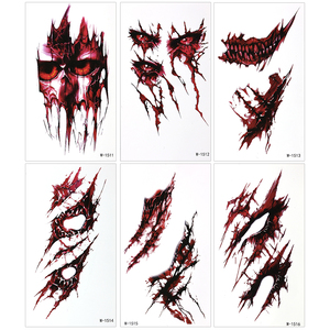 Autocollant de <span class=keywords><strong>tatouage</strong></span> temporaire portable imperméable non toxique peur Halloween maquillage du corps du visage pour autocollants décoratifs d'Halloween - Product Image 6