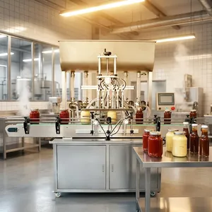 Máquina Llenadora de Líquidos Automática de Alta Velocidad Brenu de Cuatro Cabezales para Yogurt, Mermelada, Jugo, Loción Espesa, Alta Precisión 1%, Plástico - Product Image 1