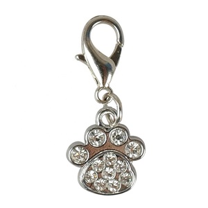 Solid Pattern Shining Rhinestone Paw Shaped Stainless Steel <strong>Dog</strong> <strong>Collar</strong> Charm <strong>Tags</strong> - Product Image 3