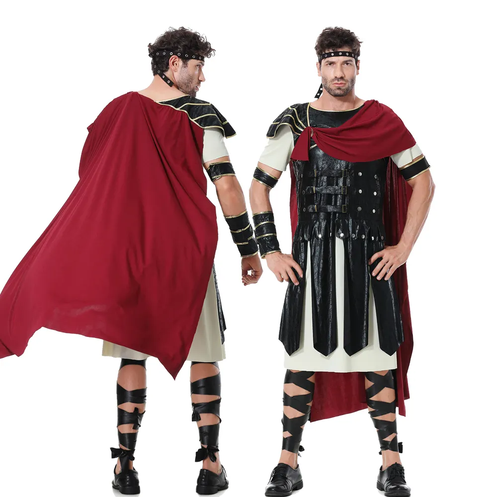 Competitive Price Ancient Roman Warrior Costumes Adult Hero Cosplay Spartan Warrior Clothing With Cloak Men's Performance Suits