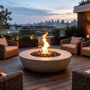Cheminée extérieure moderne au bioéthanol avec flamme réelle sans fumée et verre de sécurité pour terrasse, toit, restaurant, hôtel, jardin, villa - Product Image 6