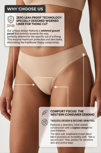 <span class=keywords><strong>Culotte</strong></span> <span class=keywords><strong>menstruelle</strong></span> <span class=keywords><strong>invisible</strong></span> Hygieia taille basse en tricot pour femme, flux abondant 25 ml, absorbante, anti-odeur, anti-fuite - Product Image 3