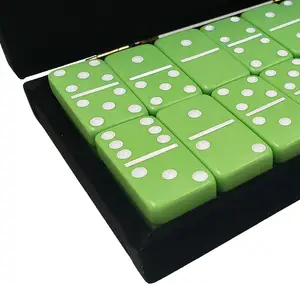 Green 28 Tiles Jumbo Tiles Dominoes Set Front Porch Classics Double 6 Melamine Solid Color Domino With White Spots