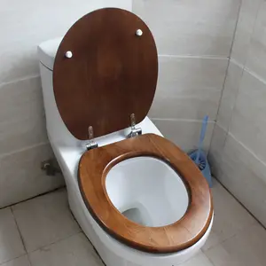 Sièges de toilette en bois allongés à prix d'usine, siège de toilette carré en bois certifié pci, belle housse de siège de toilette étanche
