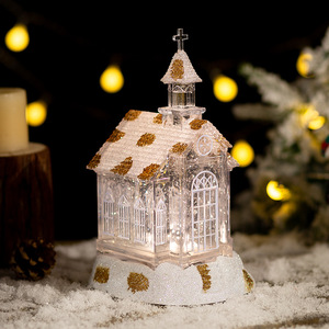 Adornos Navideños <span class=keywords><strong>de</strong></span> Plástico con Forma <span class=keywords><strong>de</strong></span> <span class=keywords><strong>Iglesia</strong></span> <span class=keywords><strong>de</strong></span> Dibujos Animados, con Copos <span class=keywords><strong>de</strong></span> Nieve que Caen y Caja Musical - Regalo <span class=keywords><strong>de</strong></span> Navidad, Pieza Decorativa - Product Image 3