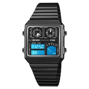 <span class=keywords><strong>Reloj</strong></span> SKMEI 2198 para Hombre, <span class=keywords><strong>con</strong></span> Logotipo Personalizado, Dorado y Negro, Termómetro, Multifuncional, de Acero, <span class=keywords><strong>con</strong></span> Tres Zonas Horarias, Digital - Product Image 2