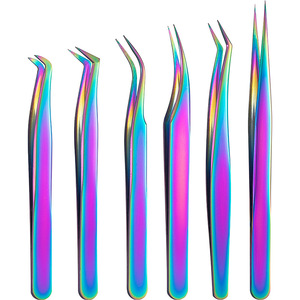 Pinzette leggere per ciglia in acciaio inossidabile con impugnatura antiscivolo per uso salone - Product Image 3