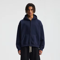 Sweat-shirts boxy de haute qualité 370 g/m² pour hommes, fermeture éclair régulière, broderie de luxe, uni, coupe-vent, streetwear d'hiver, sweat-shirt à fermeture éclair vierge