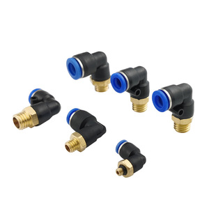 Pl <b>Quick</b> <b>Connector</b> 8mm M10 1.5 Right Angle Elbow Pneumatic Air Pipe Fitting Copper Metric Thread - Product Image 3