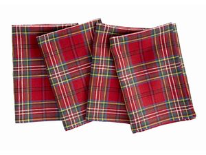 100% Pure Flax Linen <strong>Napkin</strong> Red <strong>Tartan</strong> Plaid Linen Dinner Placemat Machine Washable for Casual and Formal Dining - Product Image 4