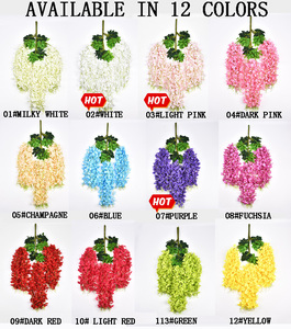 Confezione da 12 ghirlande finte appese fiori di seta vite di glicine artificiale per la decorazione della festa della parete di nozze fiori di glicine Champagne - Product Image 6