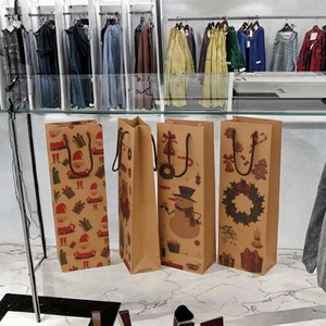 Bolsas de Papel Recubierto Hechas a Mano Ecológicas y Personalizables para Botellas de Vino Tinto, para Regalos de Navidad y Embalaje de Artesanías, Venta al Por Mayor - Product Image 3