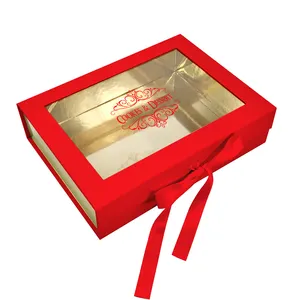 Luxus Geschenk Kuchen Dessert Verpackungs boxen Klarer Kunststoff mit Fenster Fancy Square Magnet deckel Papier zum Mitnehmen Gebäck Dessert Box