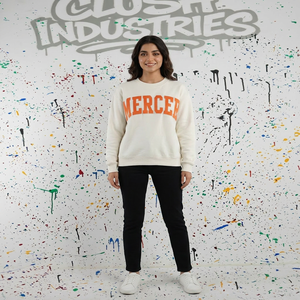 Sudadera con Capucha MERCER ASH GREY con Apliques Bordados en NARANJA, CLUSH SPORTS, 100% Algodón Velour, Estilo Oversize, Invierno, Impresión Digital - Product Image 1