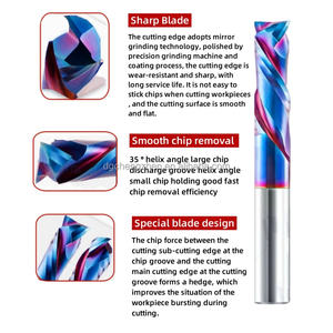 <span class=keywords><strong>Fraise</strong></span> en carbure à 2 cannelures, à revêtement nano bleu, tige <span class=keywords><strong>de</strong></span> 10mm, mèches <span class=keywords><strong>de</strong></span> toupie CNC personnalisables OEM 3.175/4/5/6/8/10/12mm, fraisage en aluminium - Product Image 5